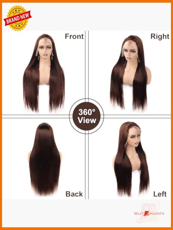30 Inch Lace Front Wig 200% Density Human Hair Glueless Straight Full Frontal